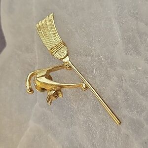 Vintage Cat on a Broom Pin
